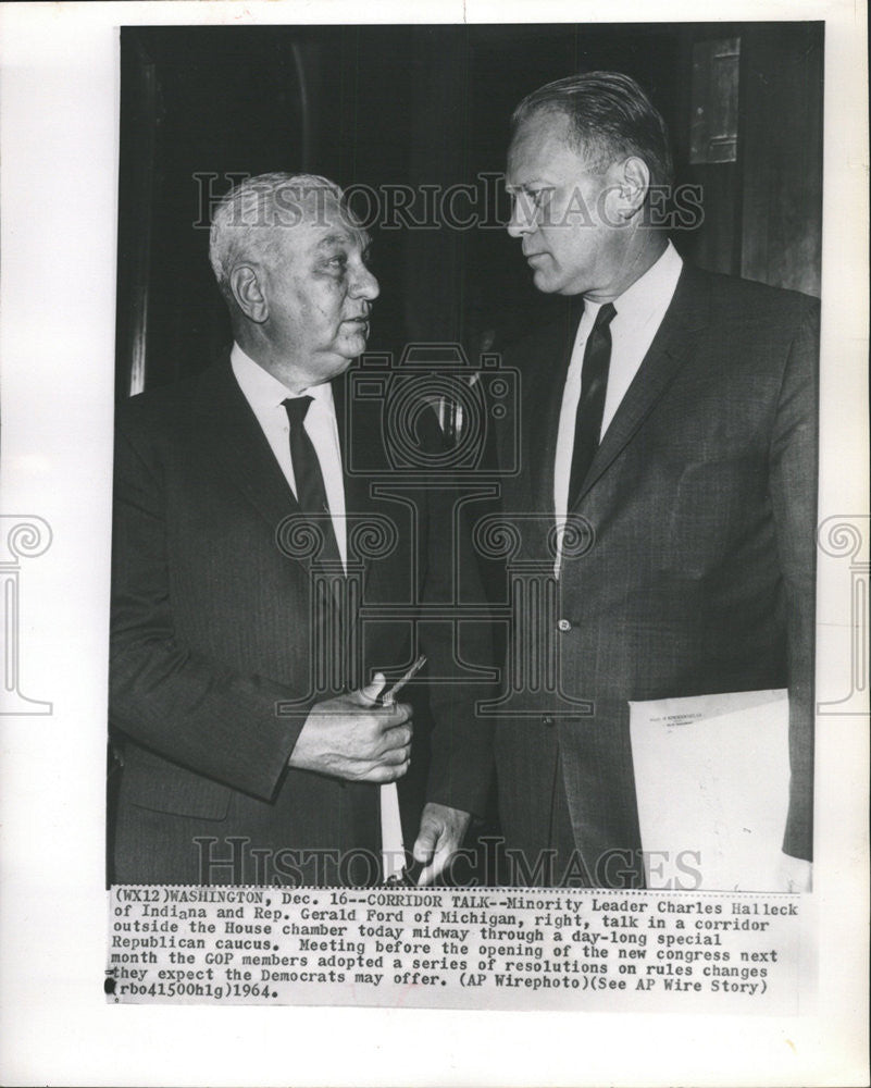 1964 Press Photo Minority Leader Charles Hallock Gerald Ford House Chamber GOP - Historic Images