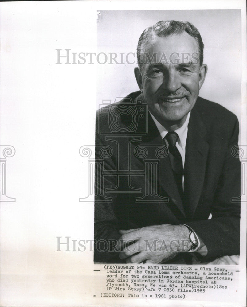 1963 Press Photo Glen Gray American Jazz Saxophonist Casa Loma Orchestra Leader - Historic Images