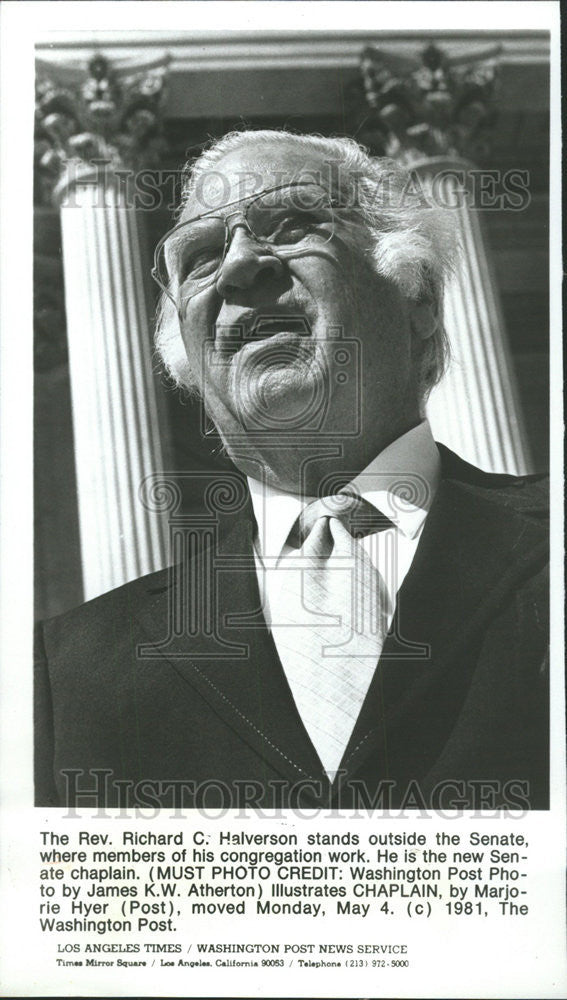 1981 Press Photo Richard Halverson Stand Senate Member Congregation Work Monday - Historic Images