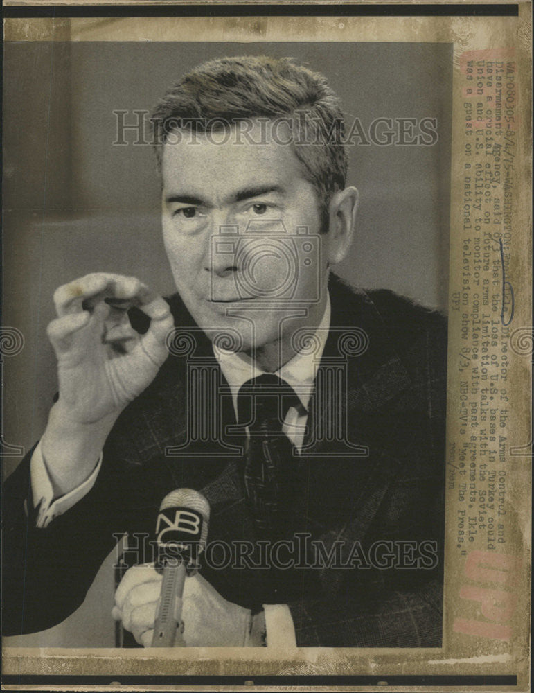 1975 Press Photo Fred Ikle Director Arms Control Disarmament Agency Turkey US - Historic Images