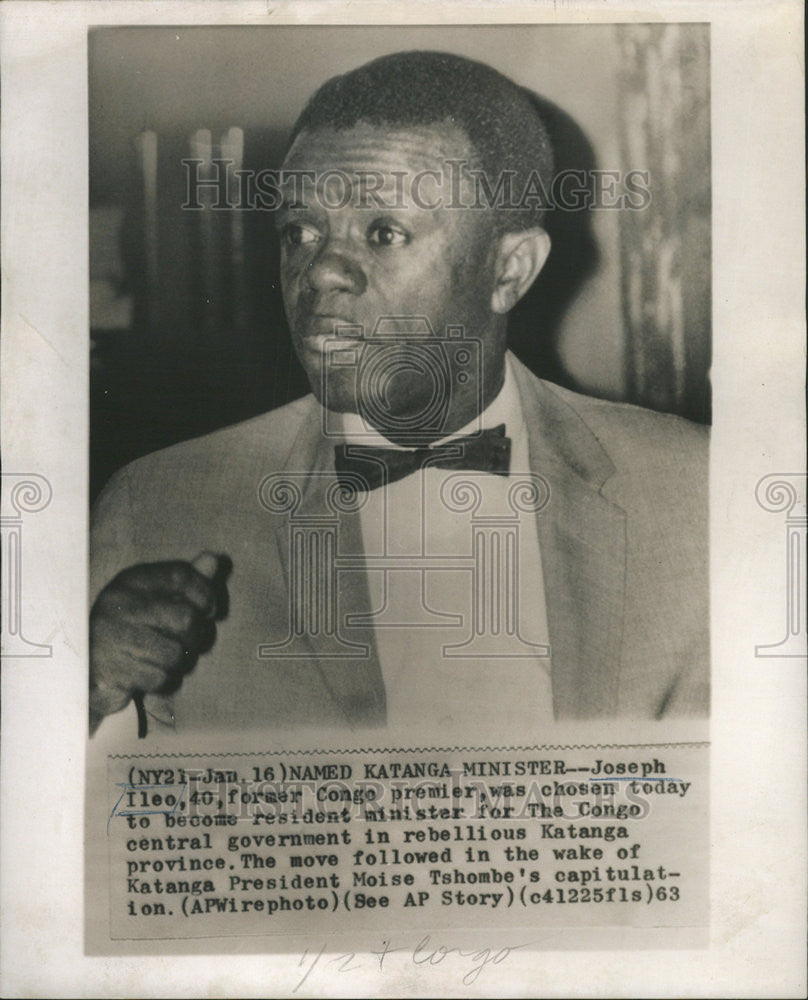 1963 Press Photo Joseph Ileo Congo Premier - Historic Images