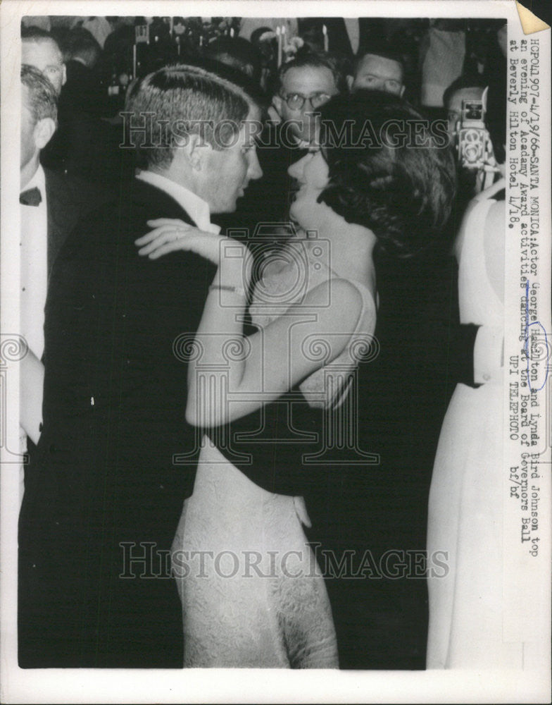 1966 Press Photo Actor George Hamilton Lynda Bird Johnson Evening Academy Award - Historic Images