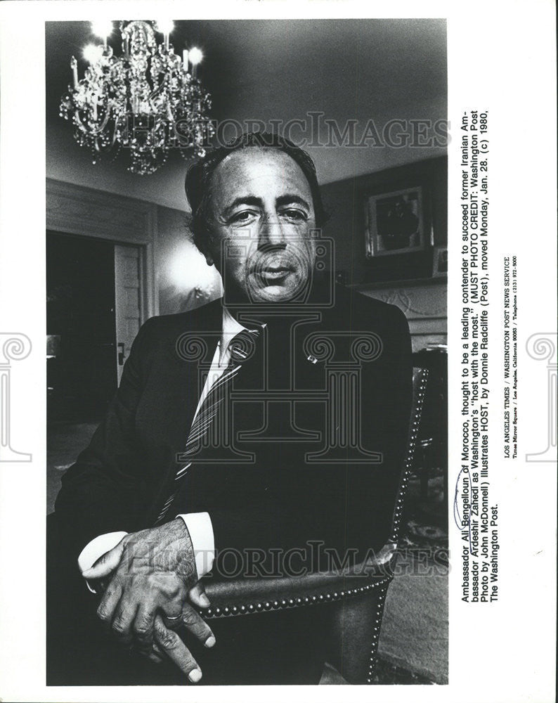 1981 Press Photo Ambassador Ali Bengelloun Ardeshir Zahedi Iranian Ambassador - Historic Images