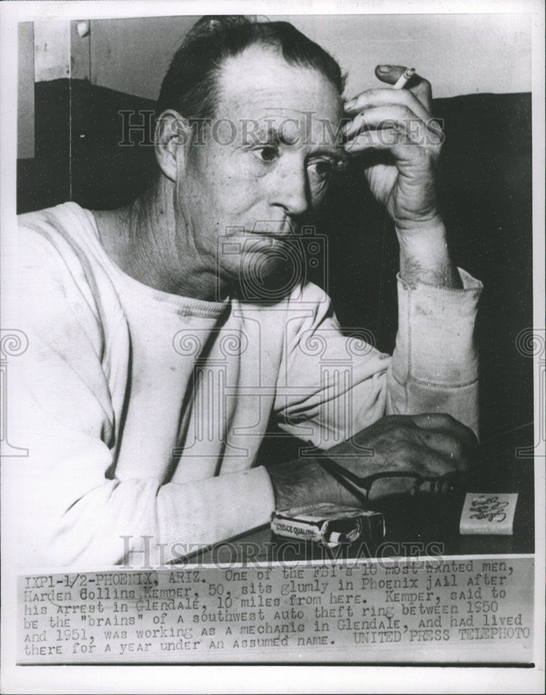 1953 Press Photo Harden Collins Kemper Glumly Phoenix Jail Glendale Brain Work - Historic Images