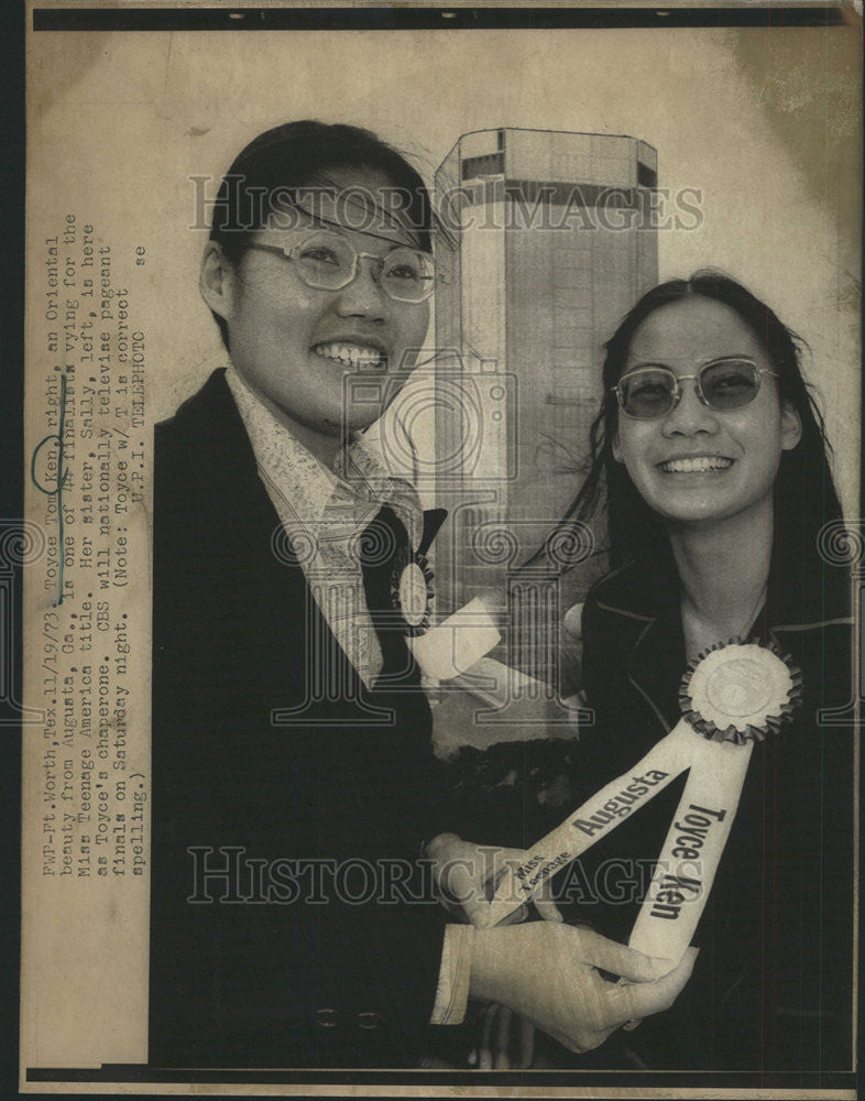 1973 Press Photo Toyee Tom Ken Oriental Beauty Aguat Vying Miss Teenage Toyce - Historic Images