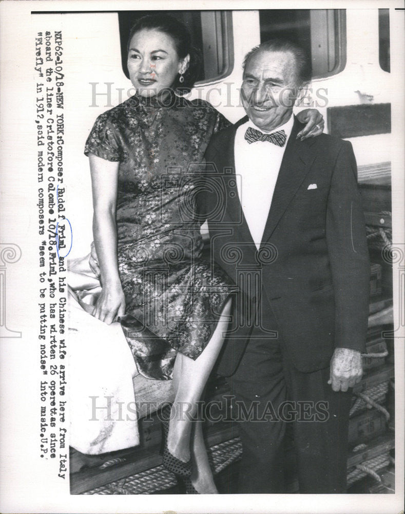 1954 Press Photo Composer Rudolf Friml and his wife. - Historic Images