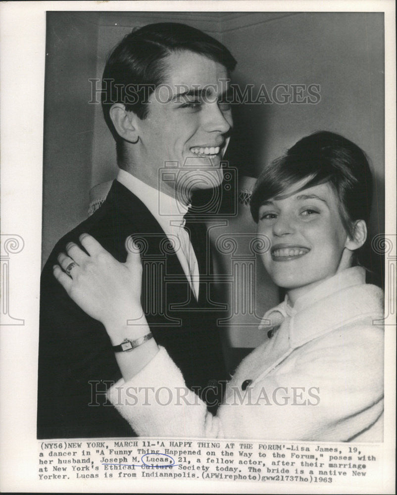 1963 Press Photo Lisa James Joseph Lucas New York Ethical Culture Lucas Bride - Historic Images