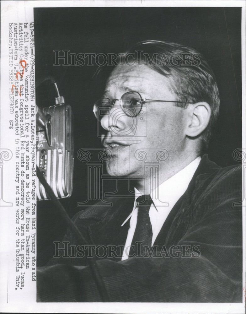 1954 Press Photo Jack A. Lucas at an Un-American Activities hearing - Historic Images