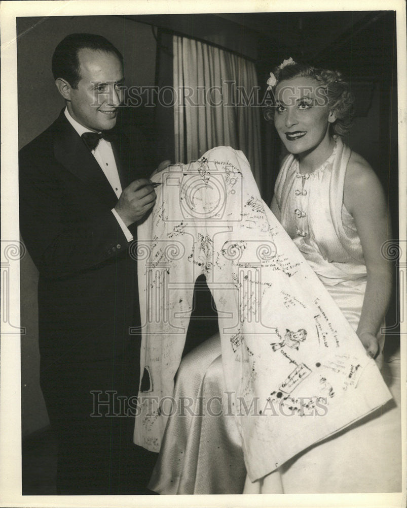 1936 Press Photo Band Leader Ted Fio Rito Dancer Isabella Lubow Autograph Slacks - Historic Images