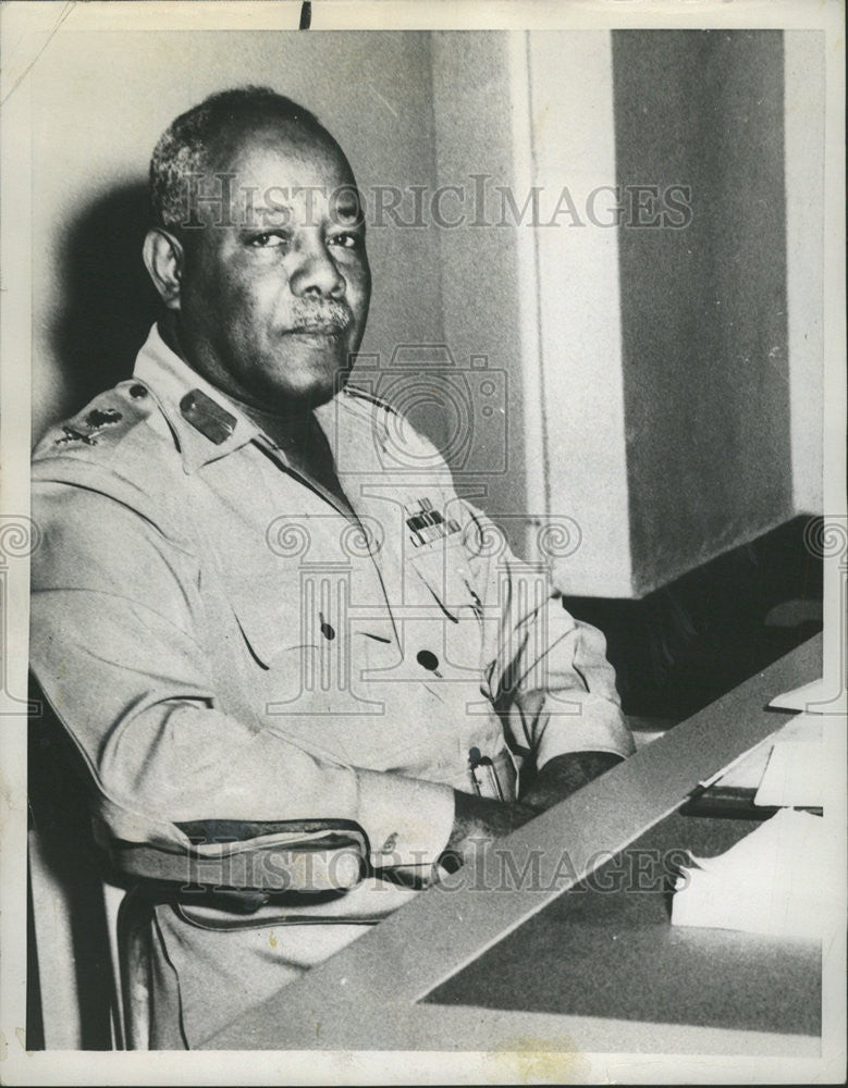 1961 Press Photo GEN. IBRAHIM ABBOUND SUDANESE PRESIDENT - Historic Images