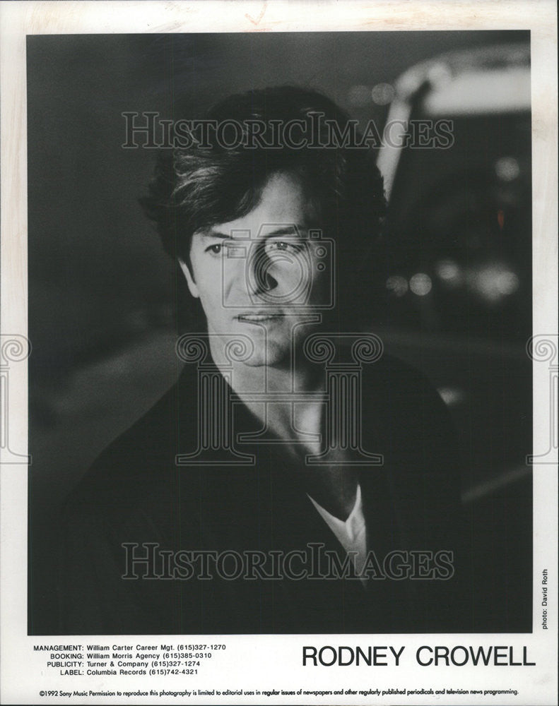 1992 Press Photo Country Music Singer Rodney Crowell - Historic Images