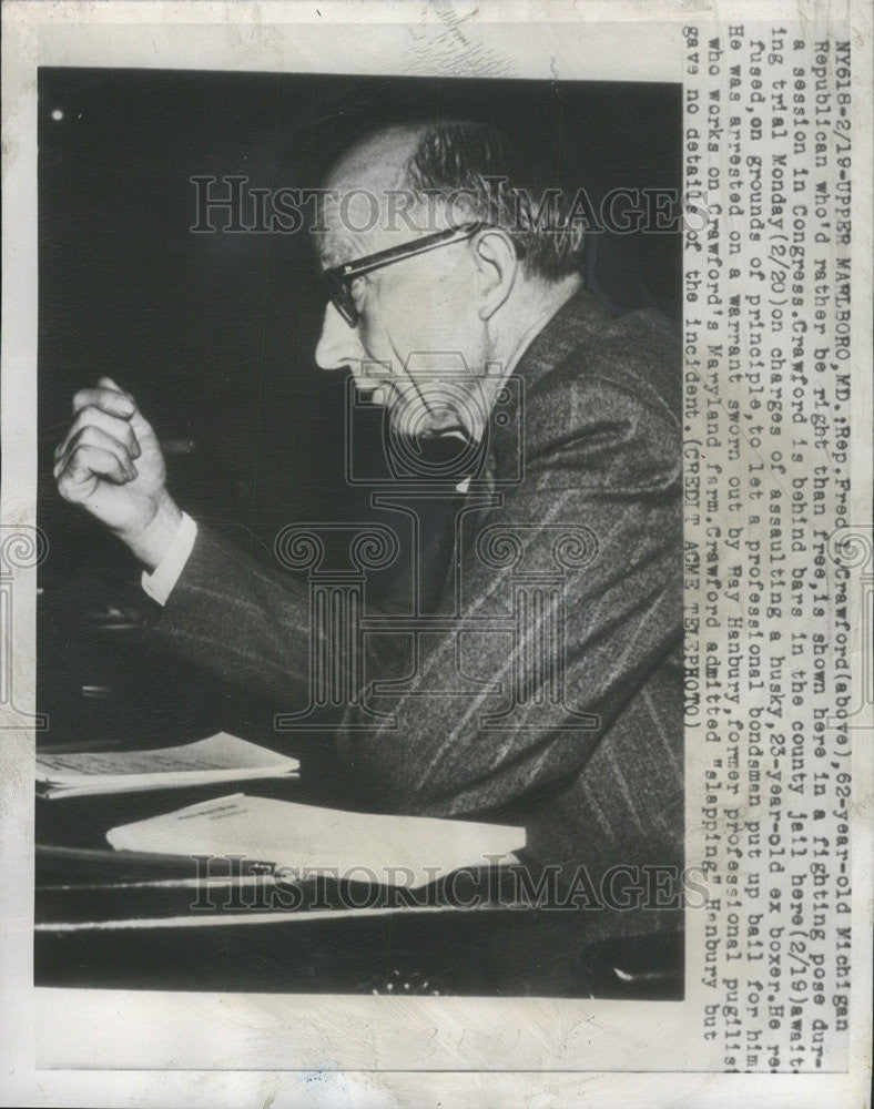 1950 Press Photo Upper Marlbord Fred Crawford Michigan Republican - Historic Images