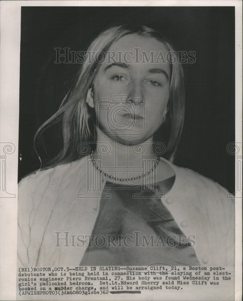 1962 Press Photo Suzanne Clift charged in murder of Piero Brentani - Historic Images