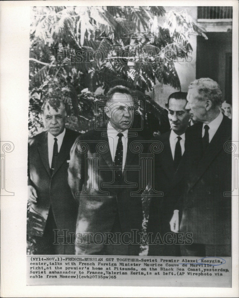 1965 Press Photo Soviet Premier Alexei Kosygin  France Maurice Couve Murville - Historic Images