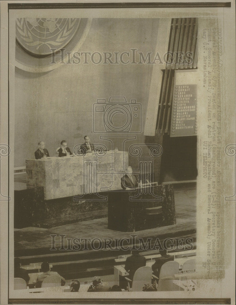 1967 Press Photo Alexei Kosygin United Nations General Assembly - Historic Images