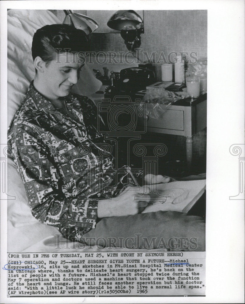 1965 Press Photo Michael Koprowski Mt. Sinai Hospital Heart Surgery - Historic Images