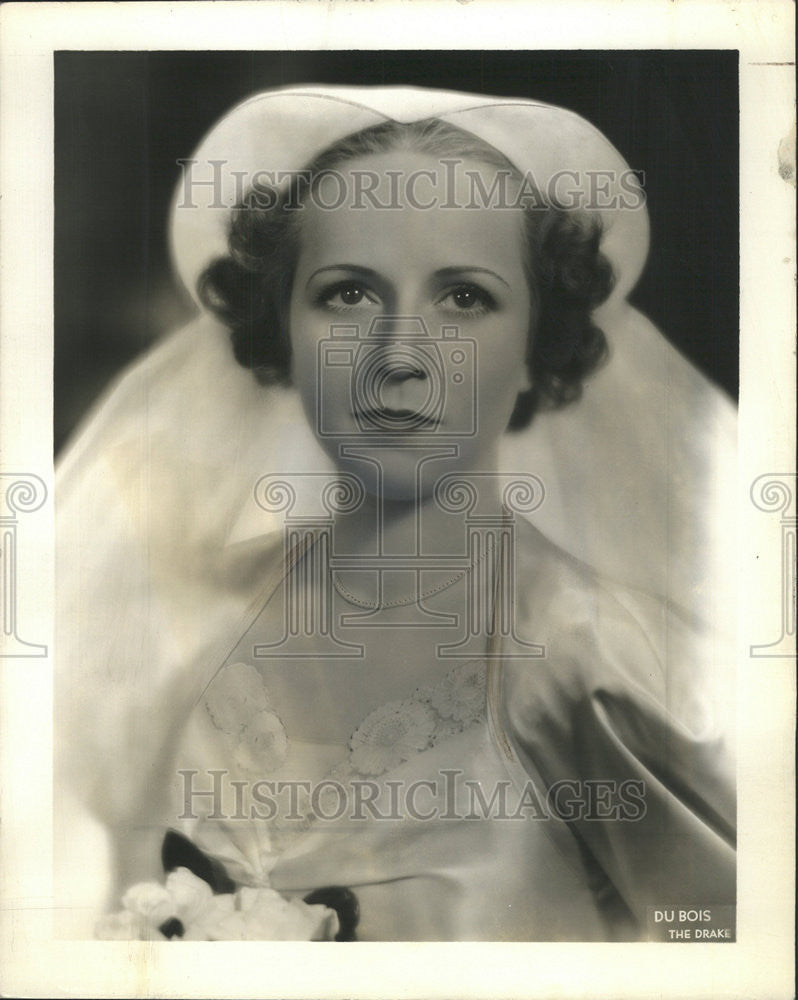 1937 Press Photo Frances Weary bridal white John Kovas - Historic Images