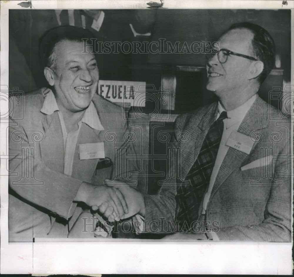 1958 Press Photo Soviet Delegate A.I. Alikhanov And US Delegate Willard Libby - Historic Images