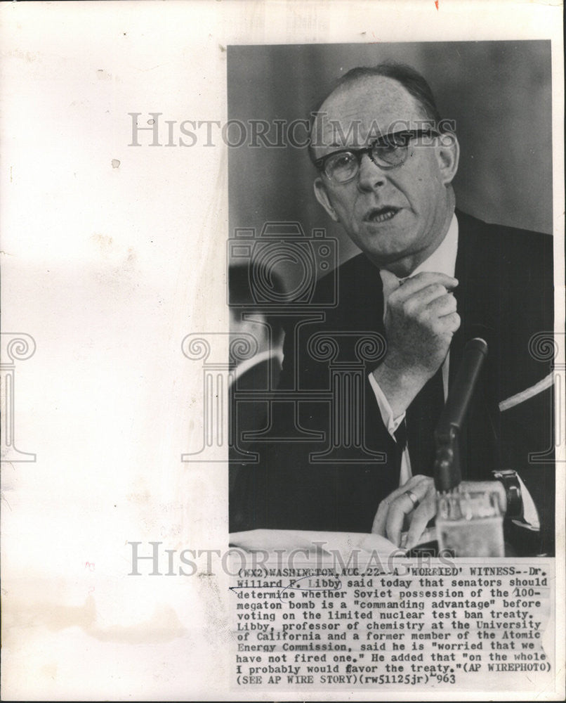 1963 Press Photo Dr. Willard F. Libby - Historic Images