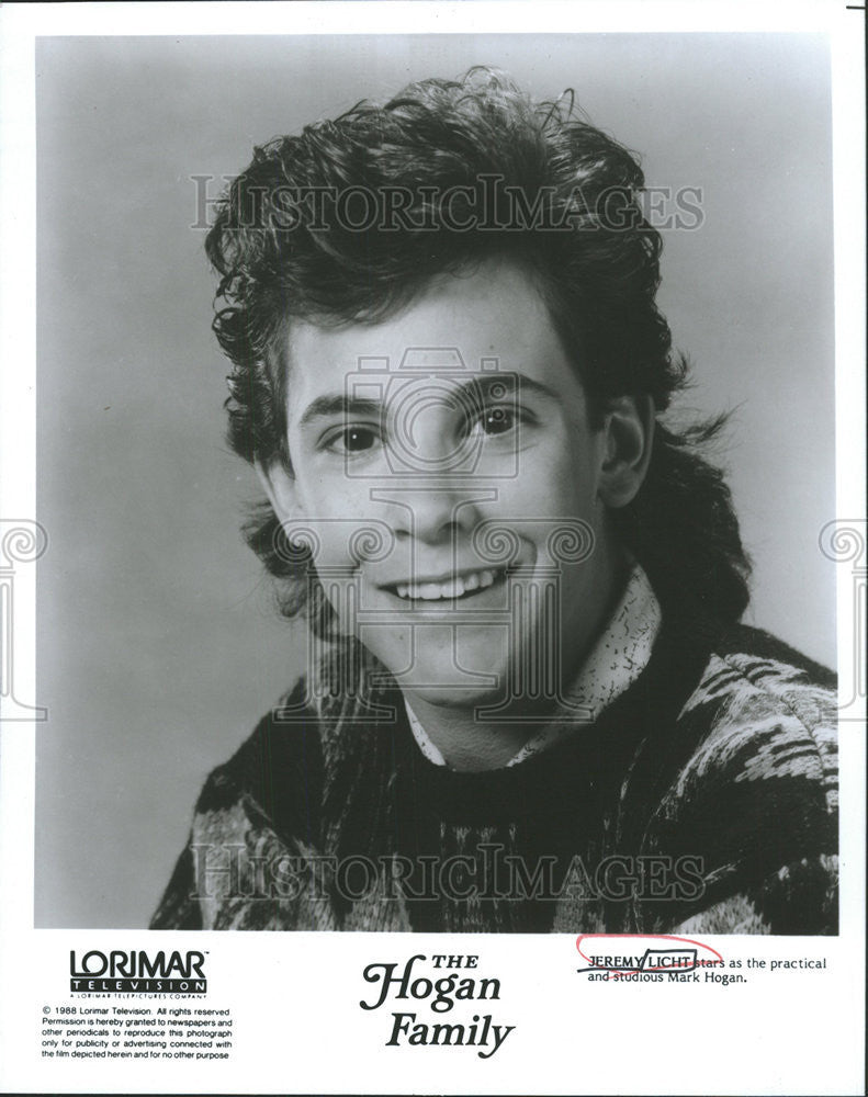 1988 Press Photo Actor Jeremy Licht In The Hogan Family - Historic Images