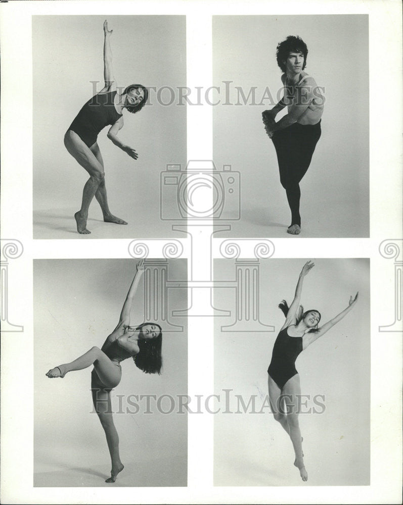 1977 Press Photo Bill Evans, Gregg Lizenberry, Dancer &amp; Shirley Wiegman - Historic Images