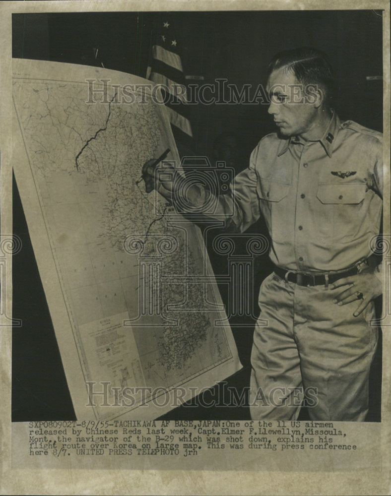 1955 Press Photo Captain Elmer Llewellyn, Airman, Released By Chinese Reds - Historic Images