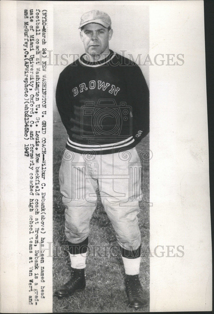 1947 Press Photo Wilbur C. Ewbank Head Football Coach Washington U. St. Louis - Historic Images