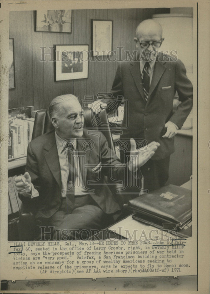 1971 Press Photo John G. Fairfax,  Larry Crosby. Beverly Hills - Historic Images