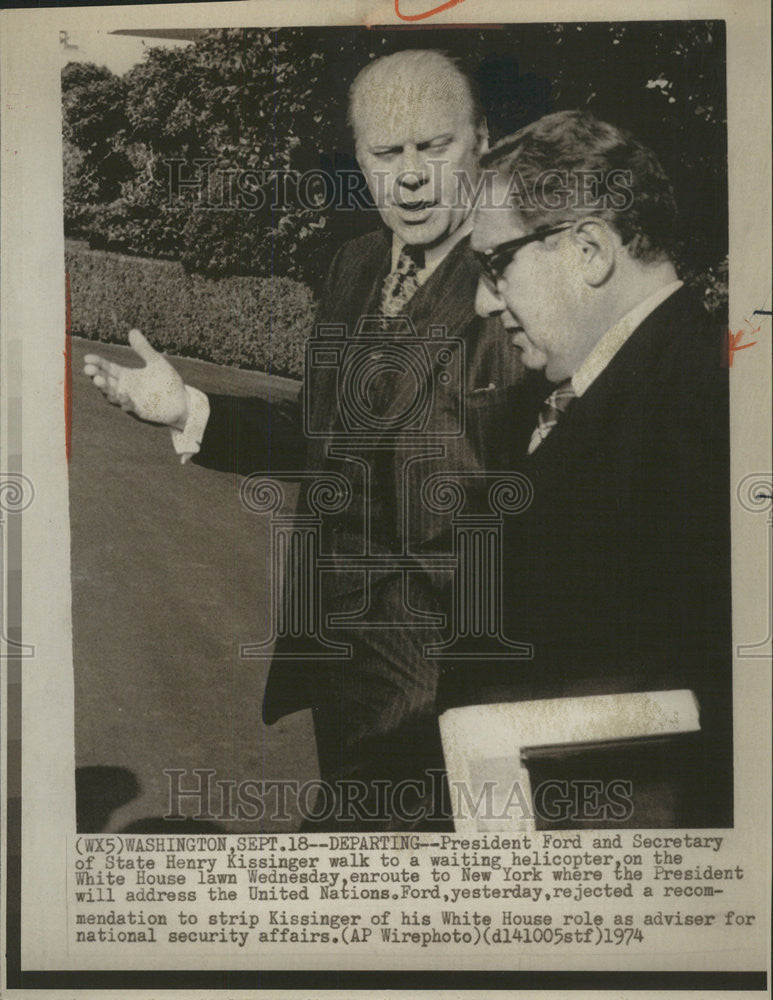 1974 Press Photo United States President Gerald R. Ford &amp; Henry Kissinger - Historic Images