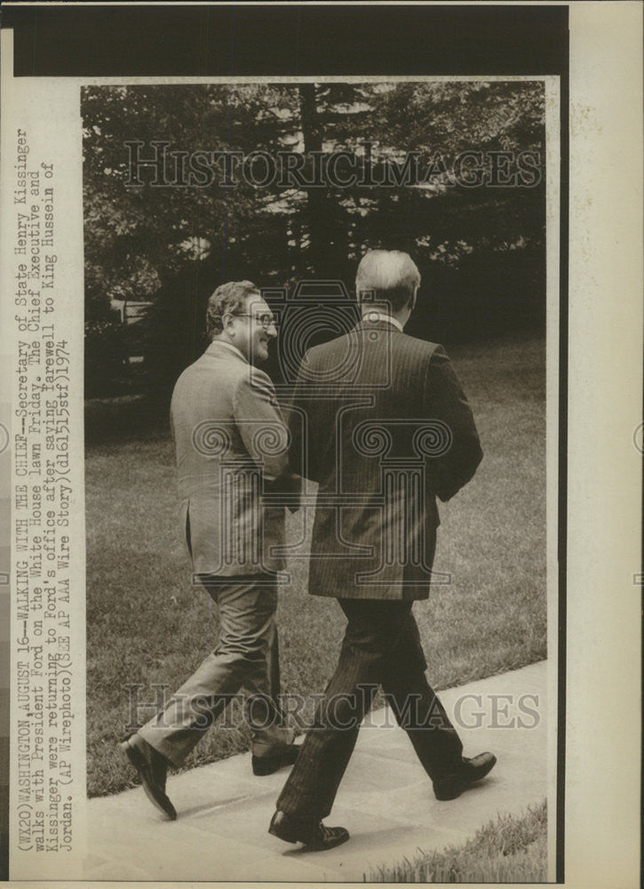 1974 Press Photo President Gerald Ford with Sec. of State Henry Kissinger - Historic Images