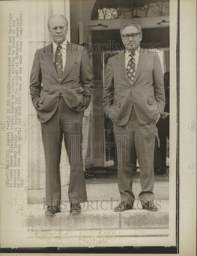 1975 Press Photo United States President Gerald R. Ford &amp; Henry Kissinger - Historic Images