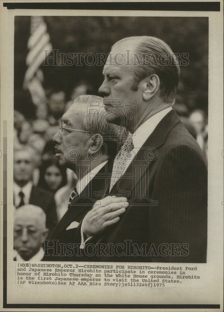 1975 Press Photo Gerald Rudolph Ford Emperor Hirohito Japan White House - Historic Images