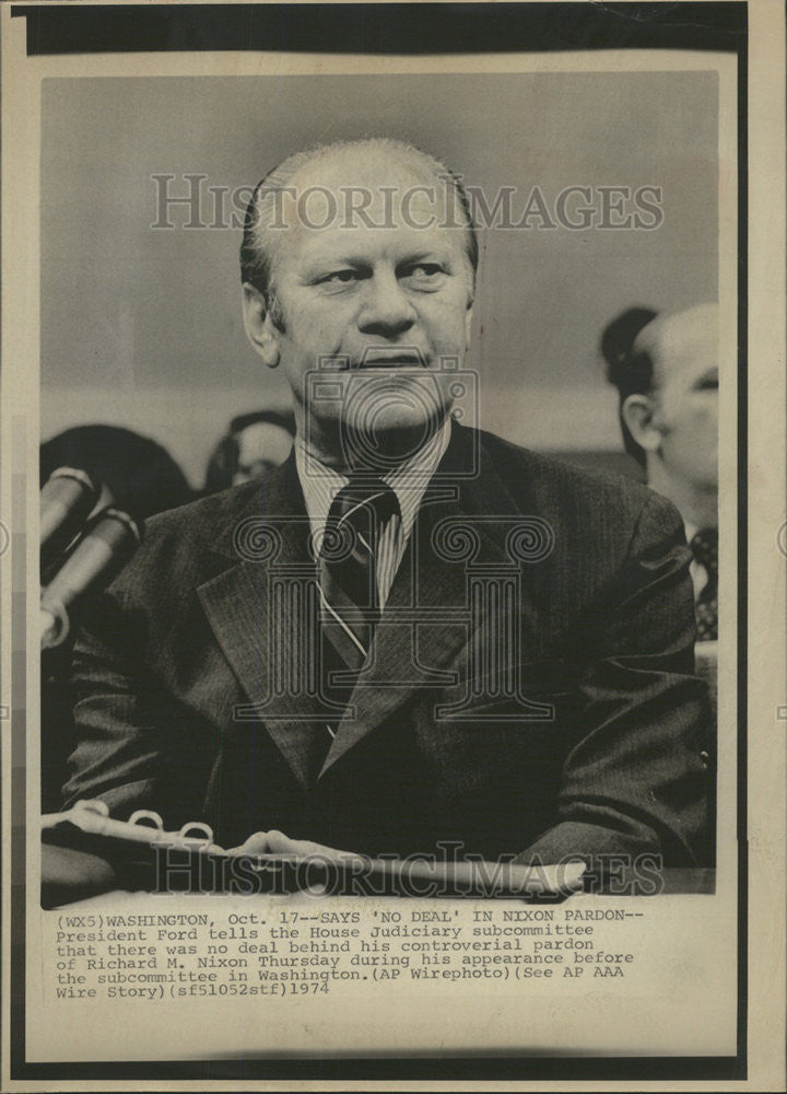 1974 Press Photo President Ford House Judiciary Subcommittee - Historic Images