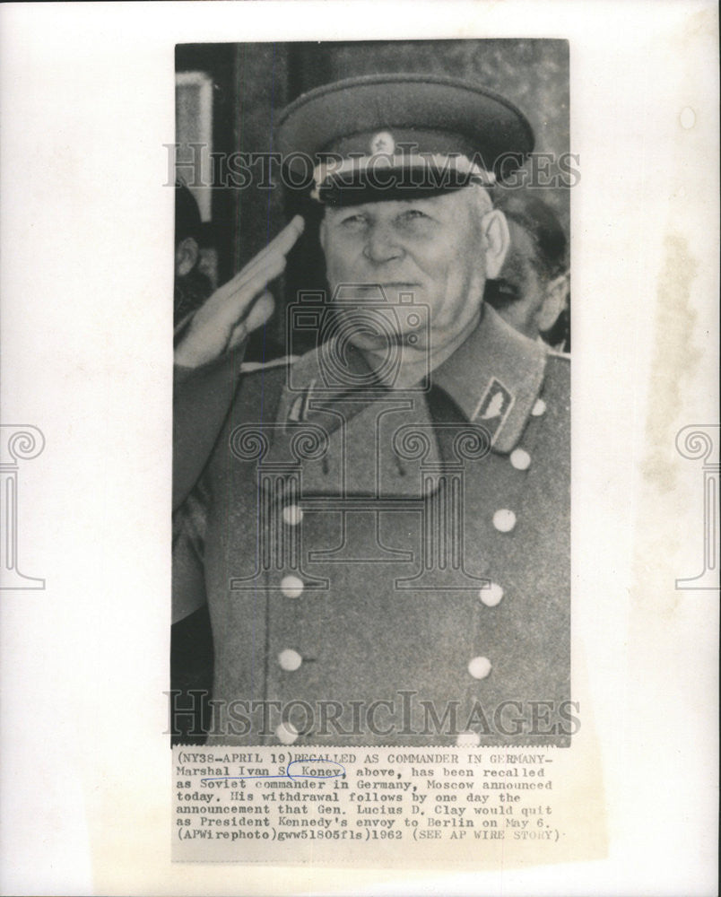 1962 Press Photo Marshal Ivan S. Konev, Soviet Commander in E. Germany - Historic Images