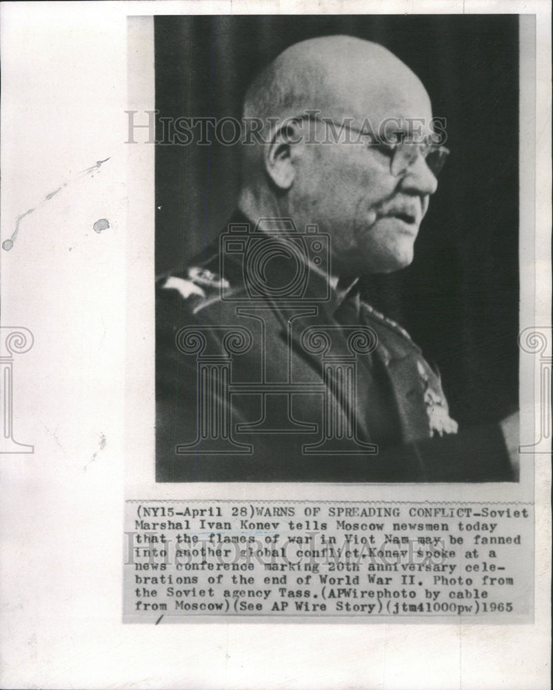 1965 Press Photo Soviet Marshal Ivan Konev Russian Military Commander - Historic Images