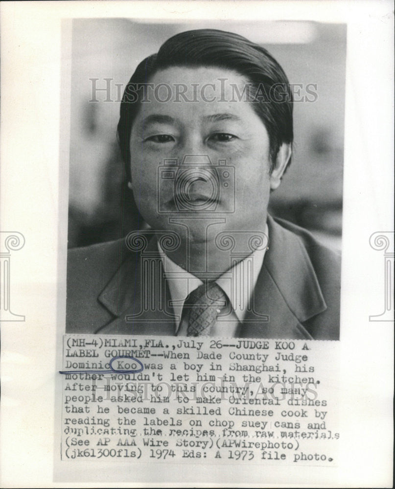 1973 Press Photo Judge Dominic Koo - Historic Images