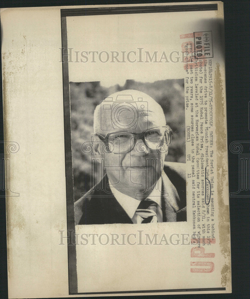 1975 Press Photo Finnish President Urho Kekkonen - Historic Images
