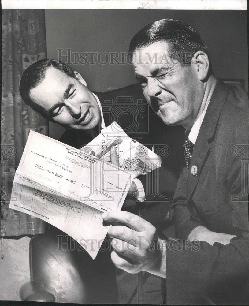 1960 Press Photo Cook County Treasurer Francis S Lorenz Carl F Chap 1960 press photo cook county treasurer francis s lorenz carl f chap
