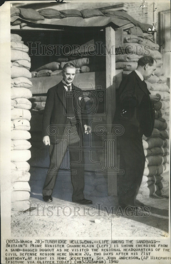 1940 Press Photo Britains Prime Minister Chamberlain &amp; Sir John Anderson - Historic Images