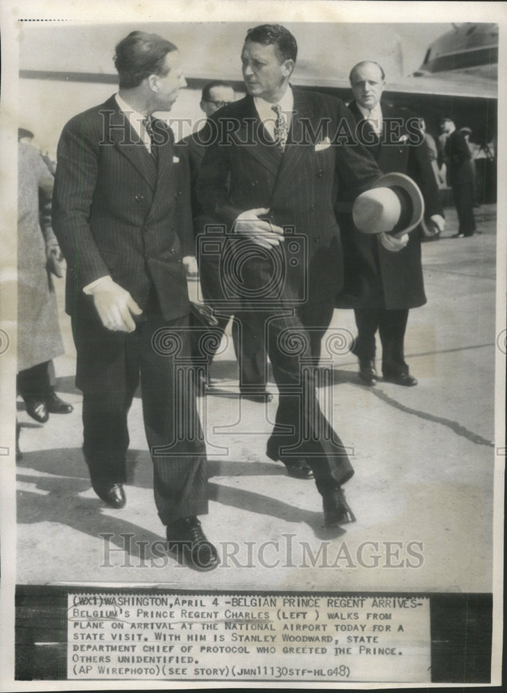 1948 Press Photo Prince Regent Charles of Belgium at arrival at Washington - Historic Images