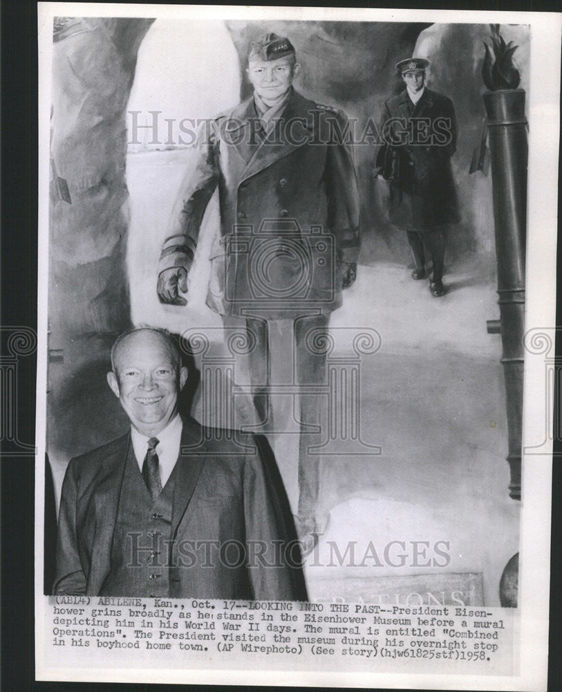 1958 Press Photo President Eisenhower, Eisenhower Museum - Historic Images