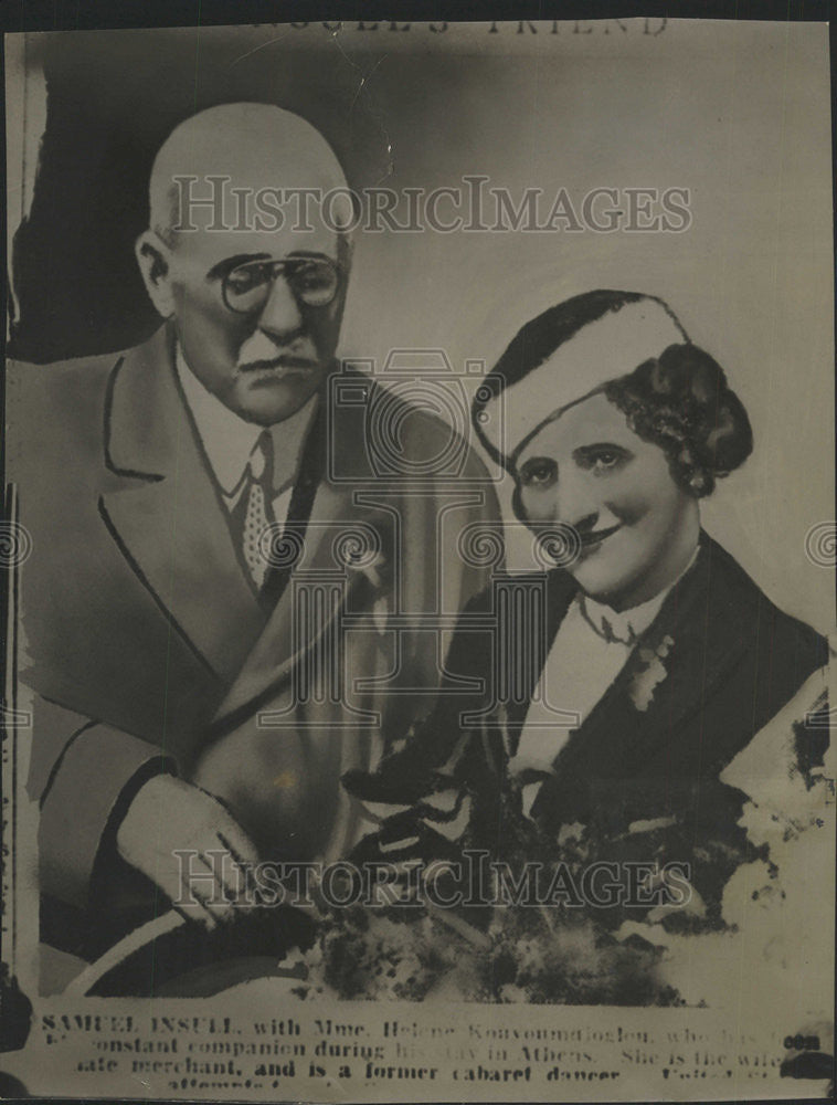 1934 Press Photo Zehra Couyoumdjoglou, cabaret dancer, with Samuel Insull - Historic Images