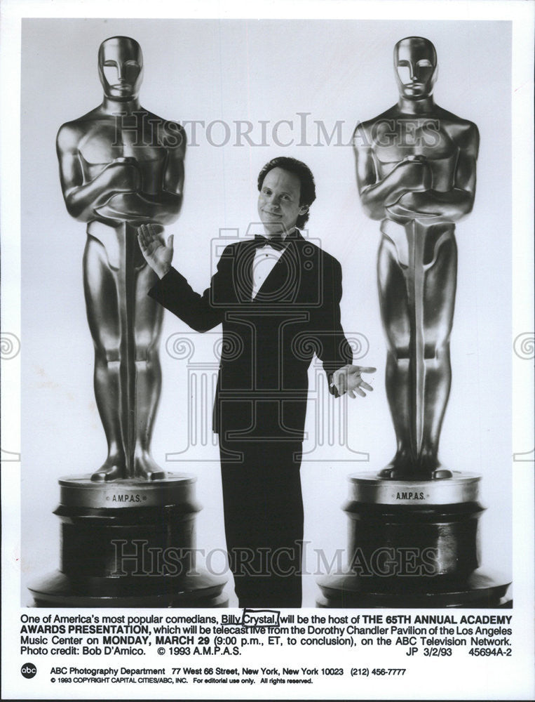 1993 Press Photo Billy Crystal to host the 65th Annual Academy Awards - Historic Images