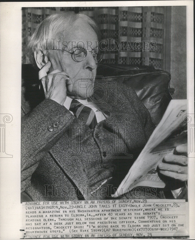 1947 Press Photo Former Senate Reading Clerk John Crockett - Historic Images