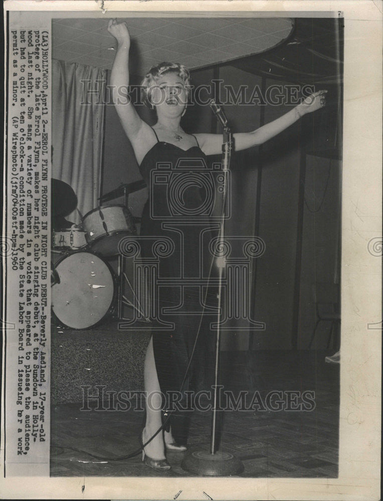 1960 Press Photo night club singer and Errol Flynn protege Beverly Aadland - Historic Images