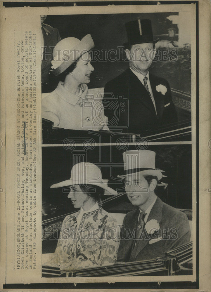 1972 Press Photo Queen Elizabeth II Prince Philip Prince Charles Princess Anne - Historic Images