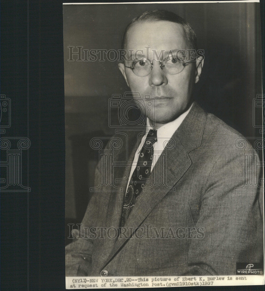 1937 Press Photo Ebert Burlew sent Washington post - Historic Images