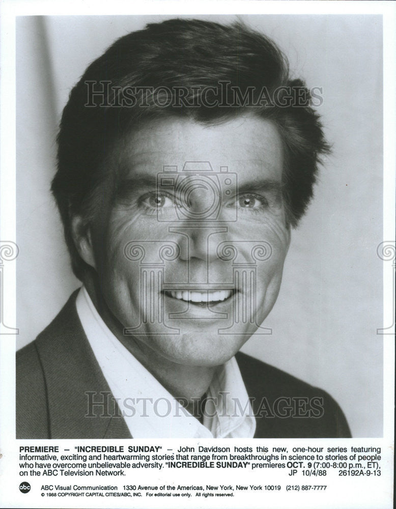 1988 Press Photo John Davidson people host series heartwarming Sunday exciting - Historic Images