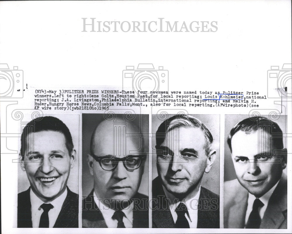 1965 Press Photo Four Newsmen Pulitzer Prize Winner Gene Goltz Houston Post - Historic Images