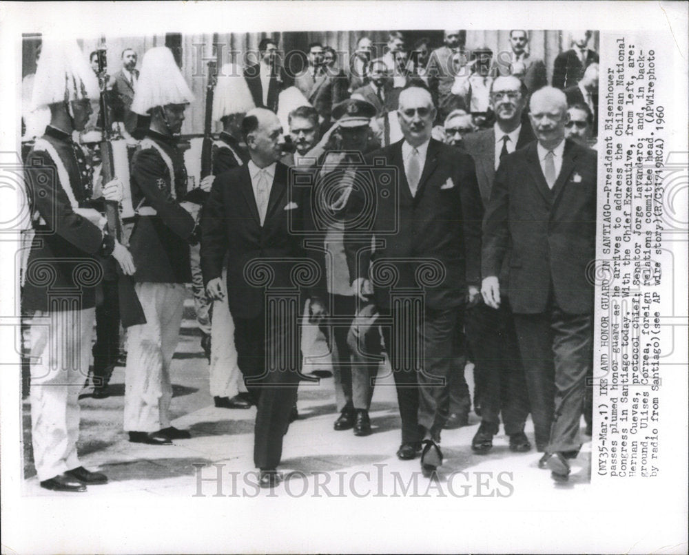 1960 Press Photo President Eisenhower Chilean National Congress Santiago Jorge - Historic Images